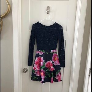 Navy Floral Formal Dress
